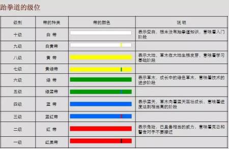 德阳少儿跆拳道 腰带颜色